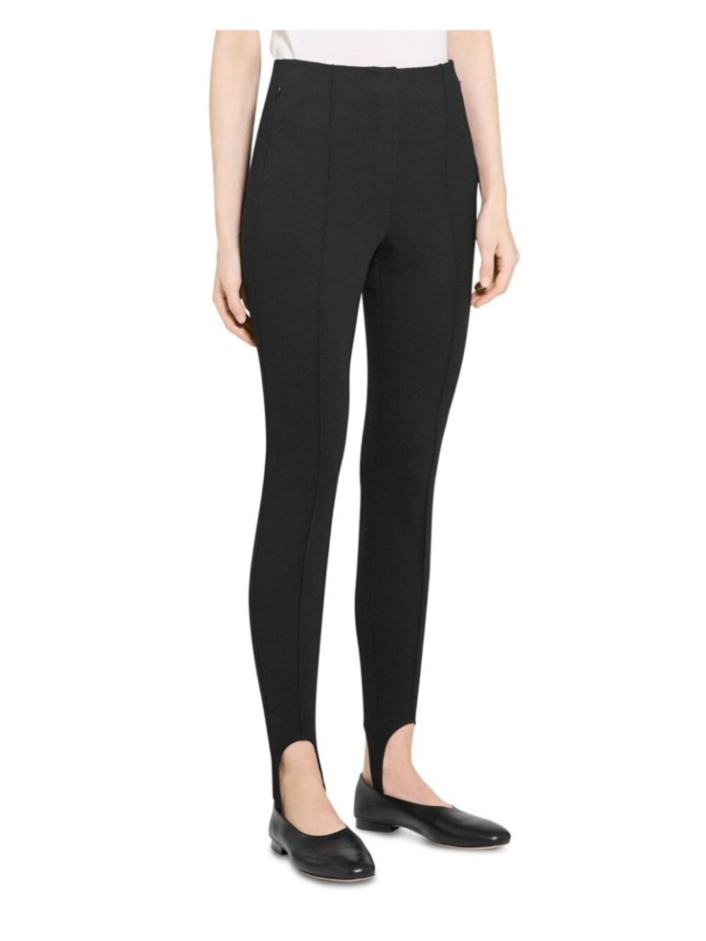 NWT Theory Black Slim Stirrup Pants Size 4 Ponte Knit MSRP $215
